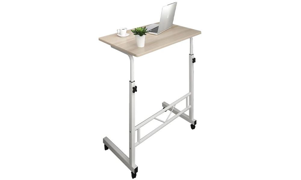 Tekkashop LBOT0065BR Home Simple Style Adjustable Height Table with Wheels
