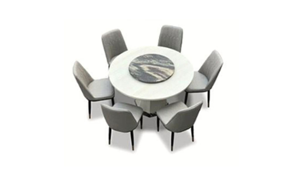 Teck Seng Royal Imperial Luxury Design Round Marble Dining Table Set