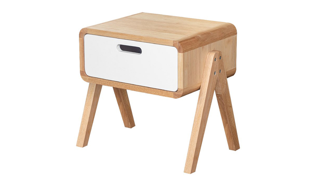 Tekkashop FDBT642N Modern Style Solid Rubberwood with 1 Drawer Bedside Table in Natural