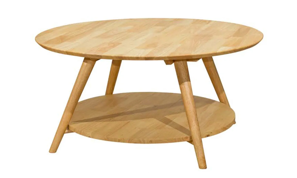 Tekkashop FDCT1150N Modern Style Rounded Top Solid Rubberwood Coffee Table in Natural