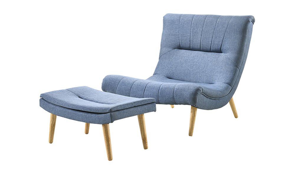 Tekkashop FDLC1706GR Retro Style Fabric Upholstered (H88cm) Lounge Chair in Light Grey
