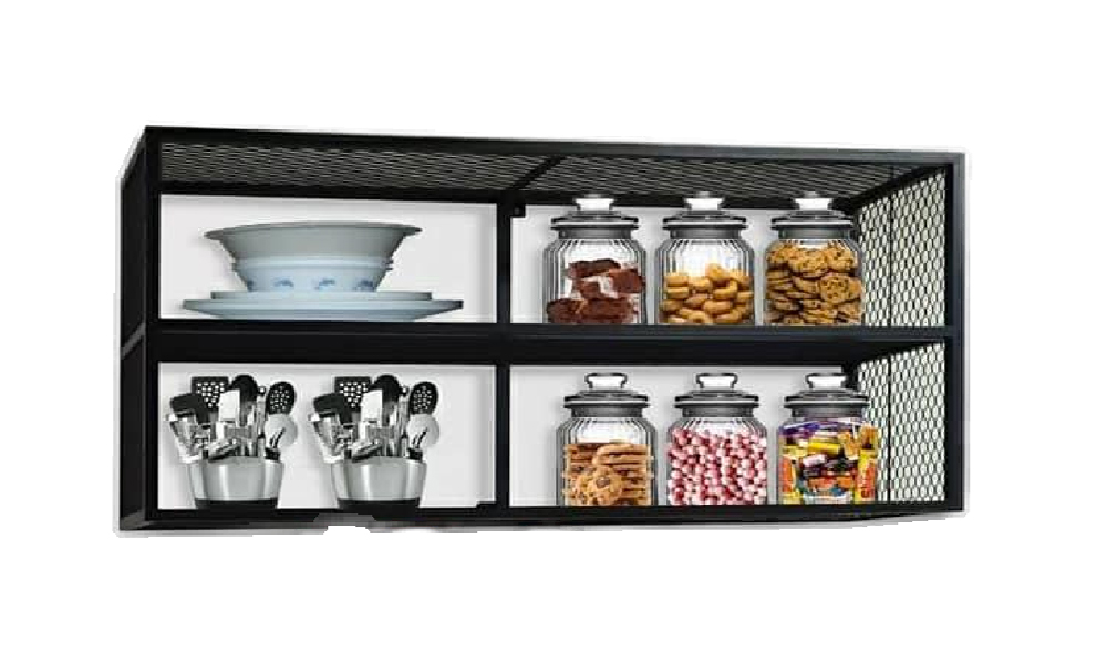 Tekkashop LDKC0499BL Modern Elegant Style Metal Frame Kitchen Cabinet Top - Black