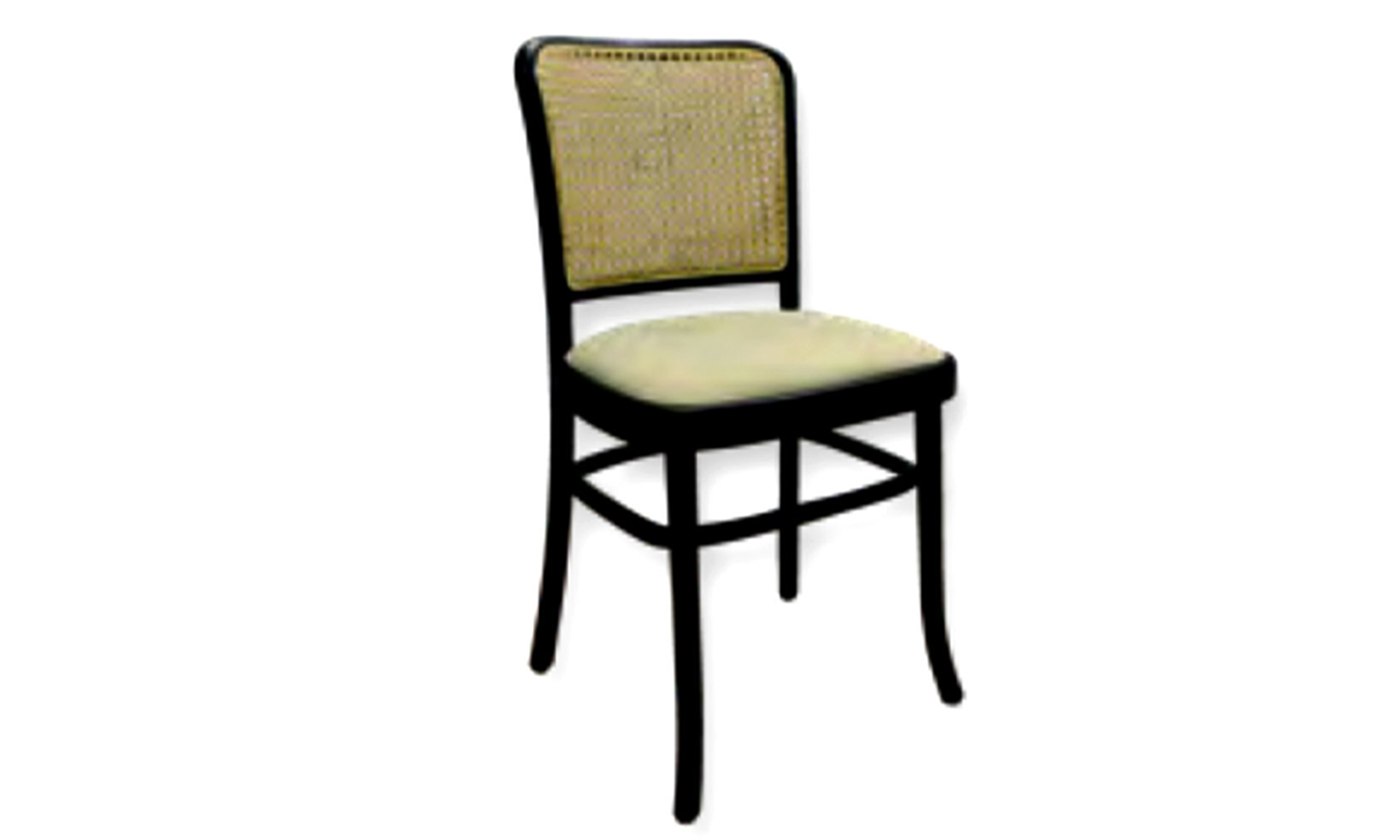Tekkashop SIPA558BL Contemporary Style Rubberwood Frame Rattan Backrest and Cushion Seating Restaurant Dining Chair