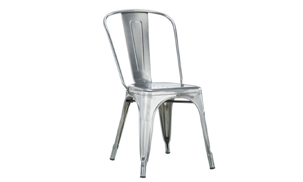 Tekkashop VDDC0258SV American Stackable Higher Back Mild Steel Dining Chair - Silver