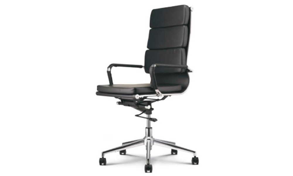 Tekkashop FDOC1430BL Modern PU Leather High Back Adjustable Height Office Chair - Black