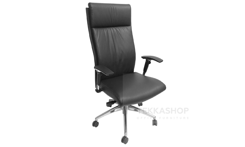 Tekkashop FSOC650 High Back Leather Cushion Boss Director Office Chair with Adjustable Armrest