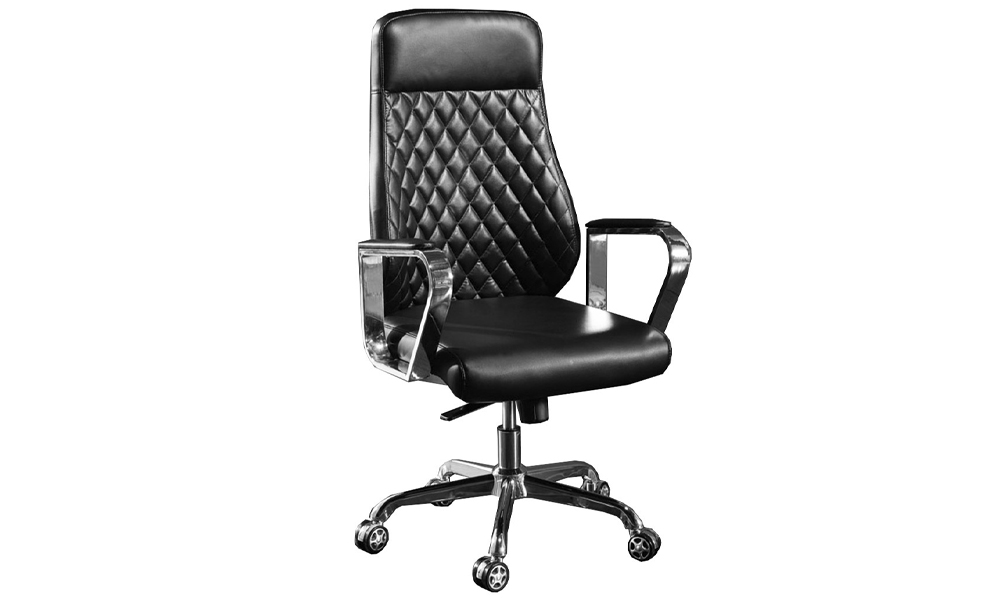 Tekkashop KKMOC2024 Modern High Back Height Adjustable Ergonomic Swivel PU Leather Black Executive Director Office Chair
