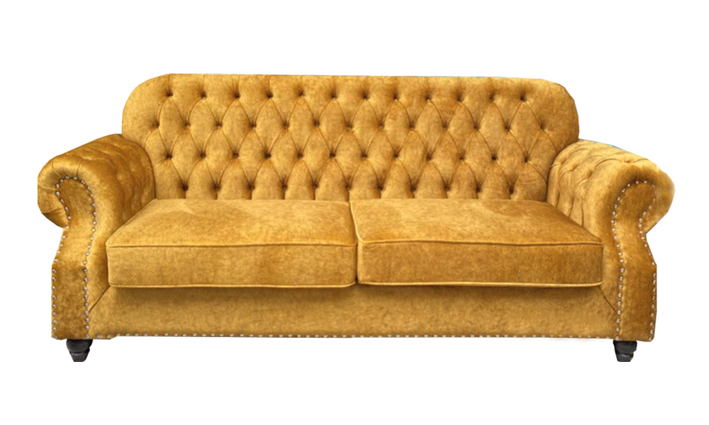 Billy Chesterfield Style Velvet Fabric Cushion Lounge Sofa in Mustard Malaysia