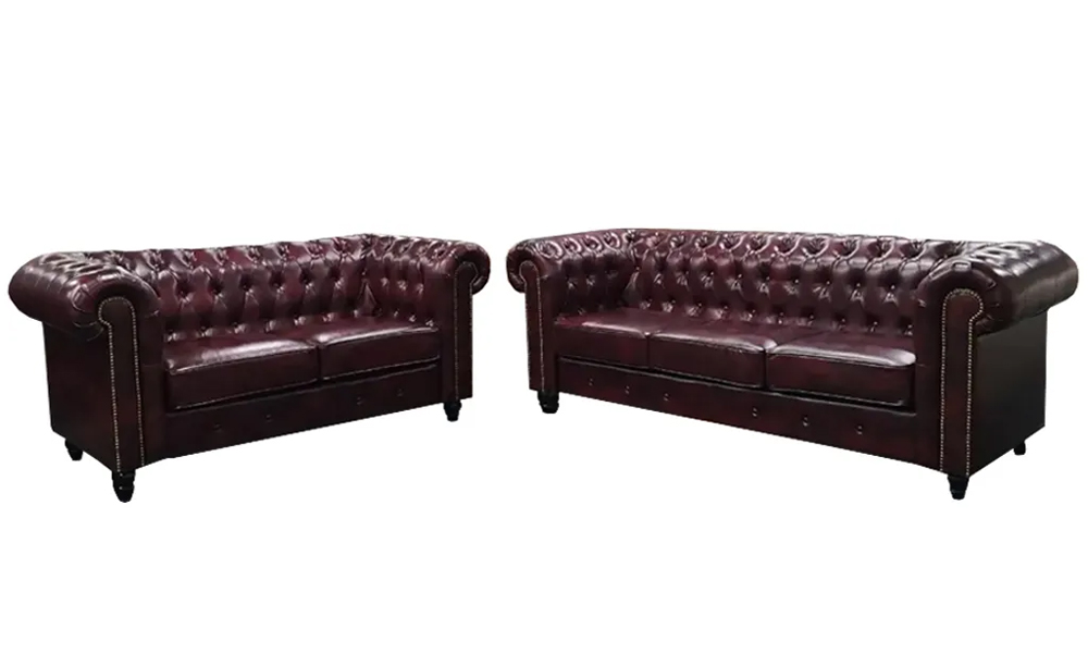 Edmund Chesterfield Style PU Leather 2+3 Seater Sofa in Brown Malaysia