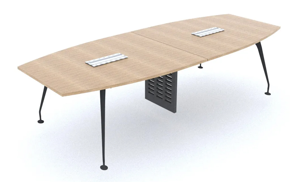 Tekkashop RWBSMA Boat Shaped Boardroom Conference Table Meeting Room Table With Stylish Chrome Mono Legs