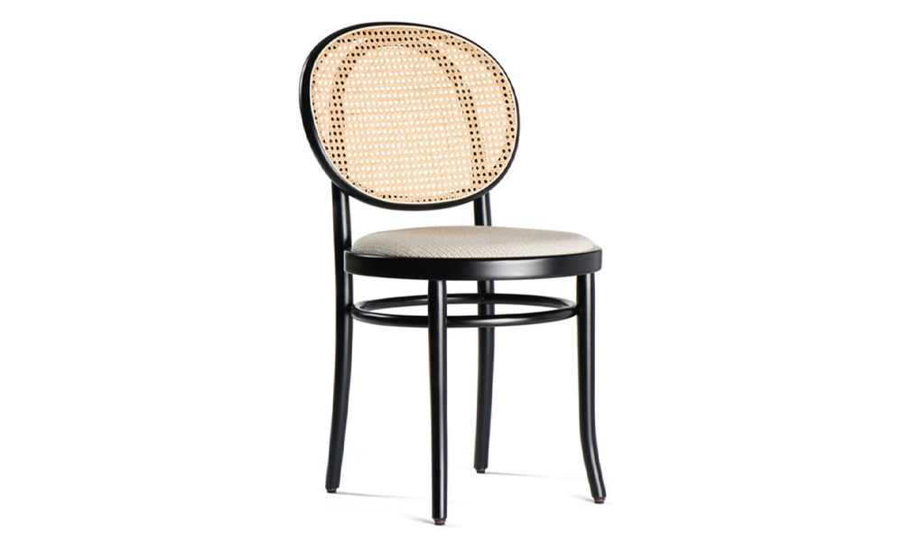 Tekkashop SIPA558BL Contemporary Style Rubberwood Frame Rattan and Fabric Cushion Seating Dining Chair for Cafe in Malaysia