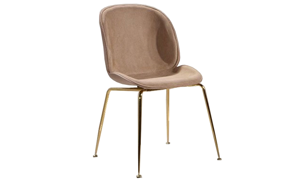 FDDC0565BR Contemporary Style Gold Colour Slim Metal Legs Dining Side Chair Closed Back Panel in Malaysia