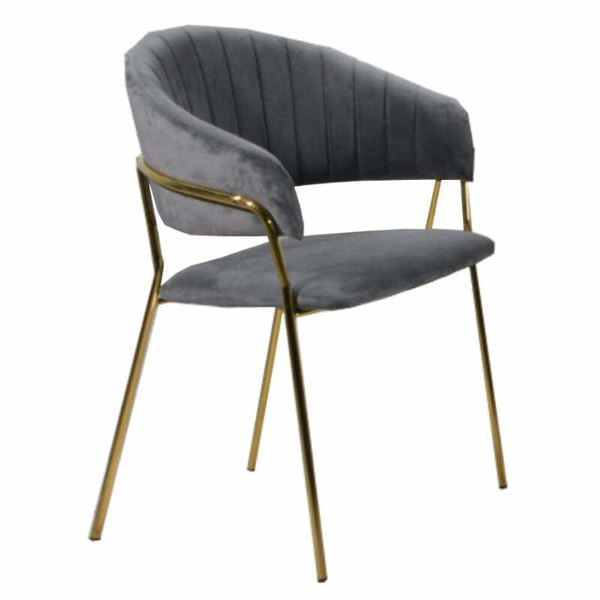 Grey Velvet with Gold Chrome Legs Dinning Chair for Restaurant Use in Malaysia 2022