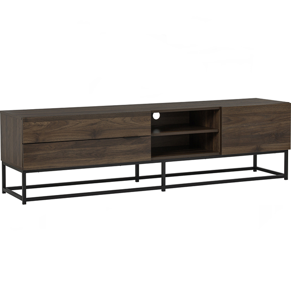 Industrial Style (6 ft/180cm) TV Cabinet with Laminated Board and Metal Legs in Walnut