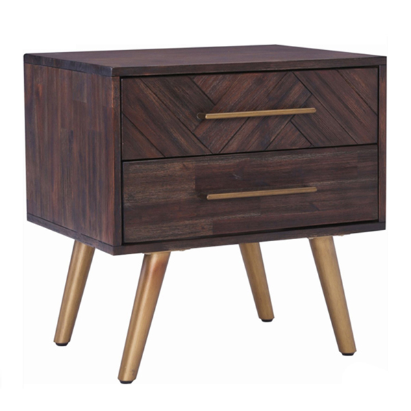 Bedside Table With Two Compartment in Dark Brown