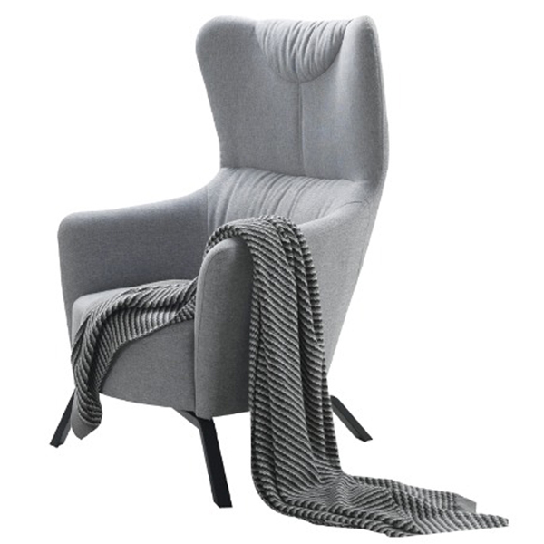 Contemporary Style Fabric Seat and Metal Legs 1 Seater Lounge Chair in Light Grey