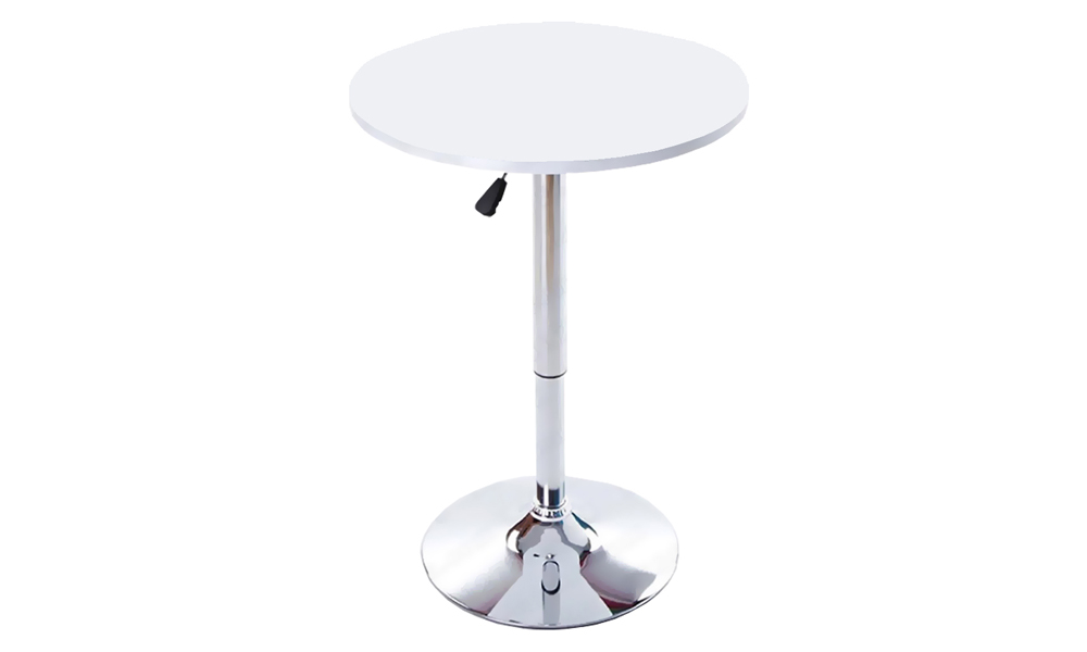 Modern Melamine Round Top with Stainless Steel Base and Adjustable Height Dining Table in White in Malaysia 2022