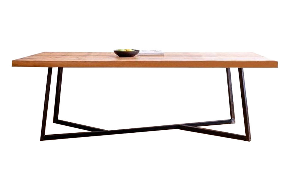 Tekkashop LBDT2611 Sleek Modern Dining Table with Black STE Beige