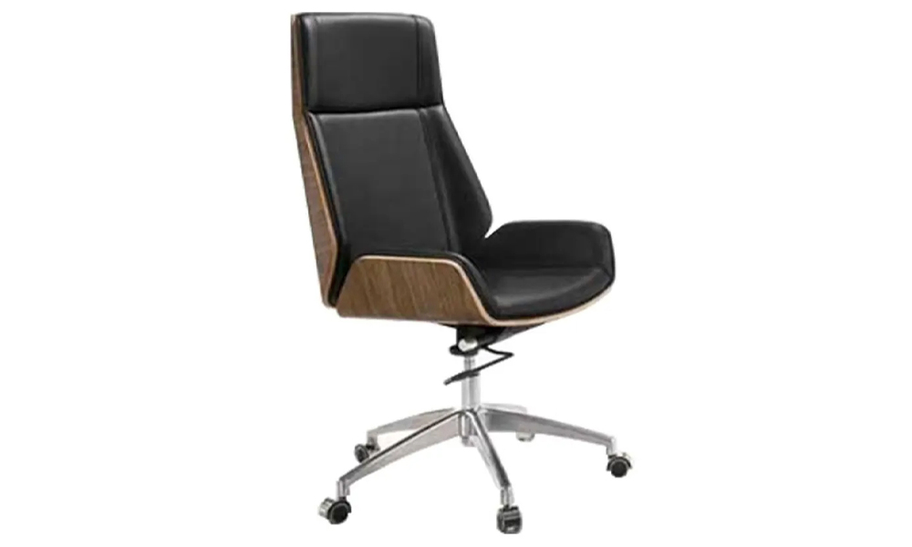 Tekkashop FDOC2994BL Modern Style PU Leather Cushion High Back Executive Director Office Chair with Metal Frame in Black