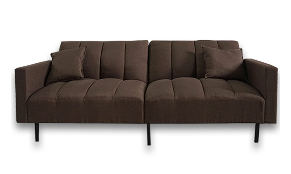 Tekkashop FDSB1084BR Scandinavian 3 Seater Line Fabric Sofa Bed in Brown