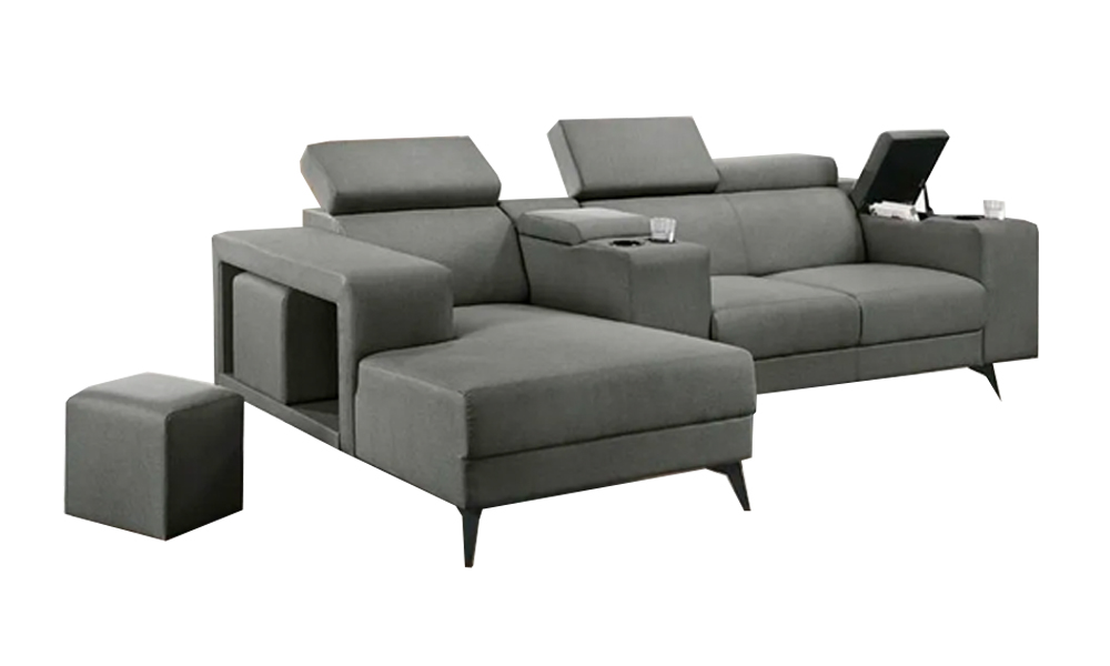 Tekkashop FDSB1166GR Modern Style Upholstery Plywood L-Shaped Left Side (W160cm) Sofa Bed in Grey