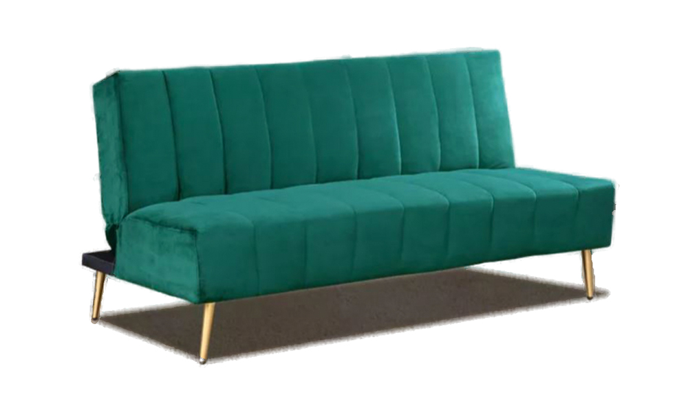 Tekkashop FDSB1834GR Contemporary Style 3 Seater with Steel Legs Sofa Bed in Green