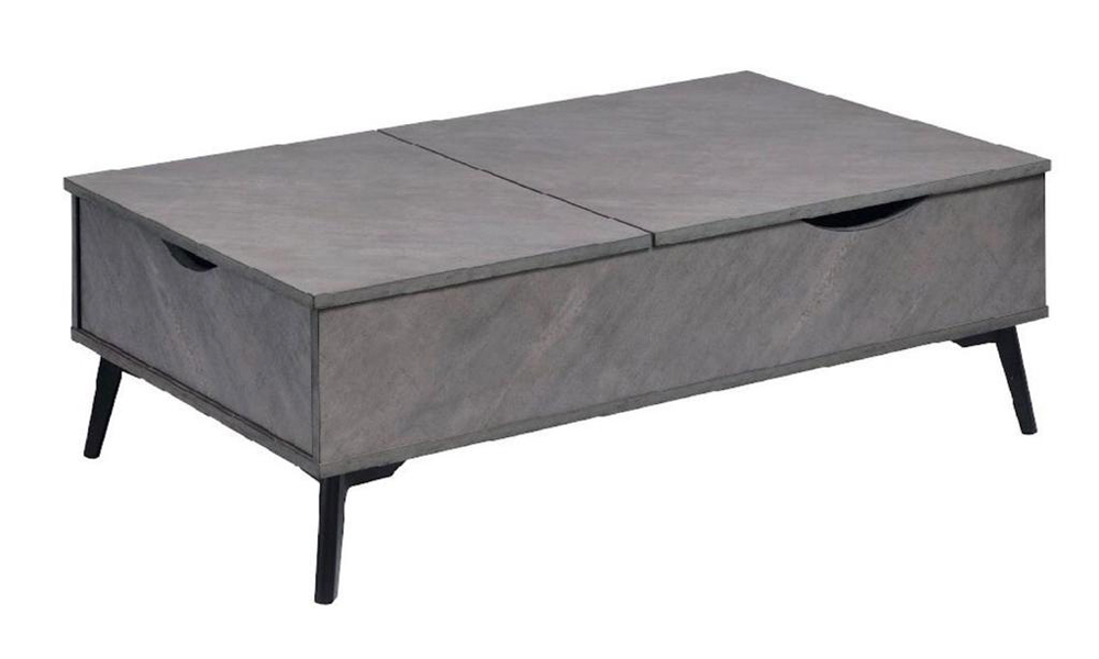 Tekkashop FDCT9466GR Contemporary Style Rectangular Coffee Table with Drawers in Grey