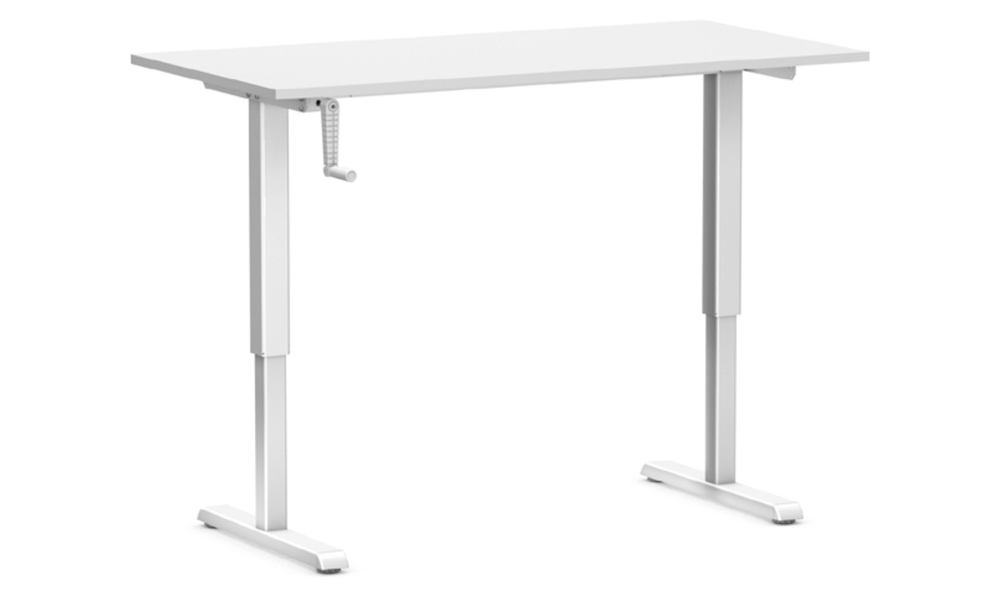Tekkashop ACAT300 Hydraulic Height Adjustable Banker Computer Desk Home Office Working Table (Melamine table top+Manual Handle)