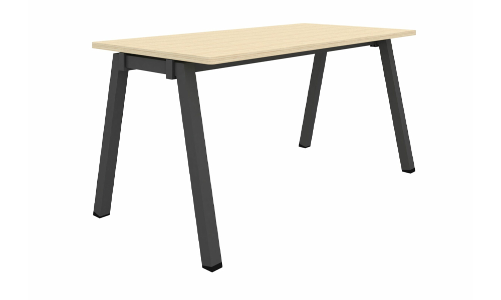 Tekkashop AMOT909LBR Modern Style Rectangular Melamine Board Top Home Office Table with Metal Slant Leg in Light Brown