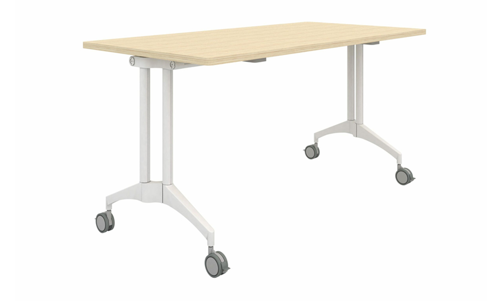 Tekkashop AMOT1084LBR Modern Style Rectangular Melamine Board Top Home Office/Study Table with Castor Wheels in Light Brown