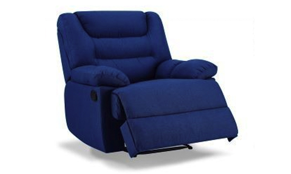 Tekkashop FDLC2417B Modern Style Soft Linen Fabric Single Seater Recliner Lounge Chair in Blue