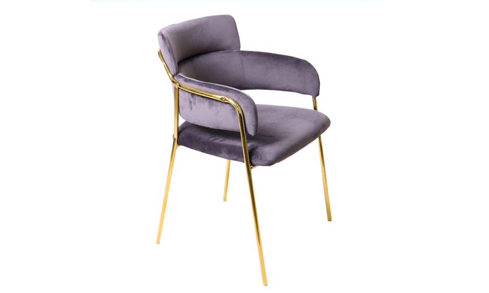 Tekkashop FDDC0872GY Retro Decadent Velvet Cushion Dining Chair in Soft Purple