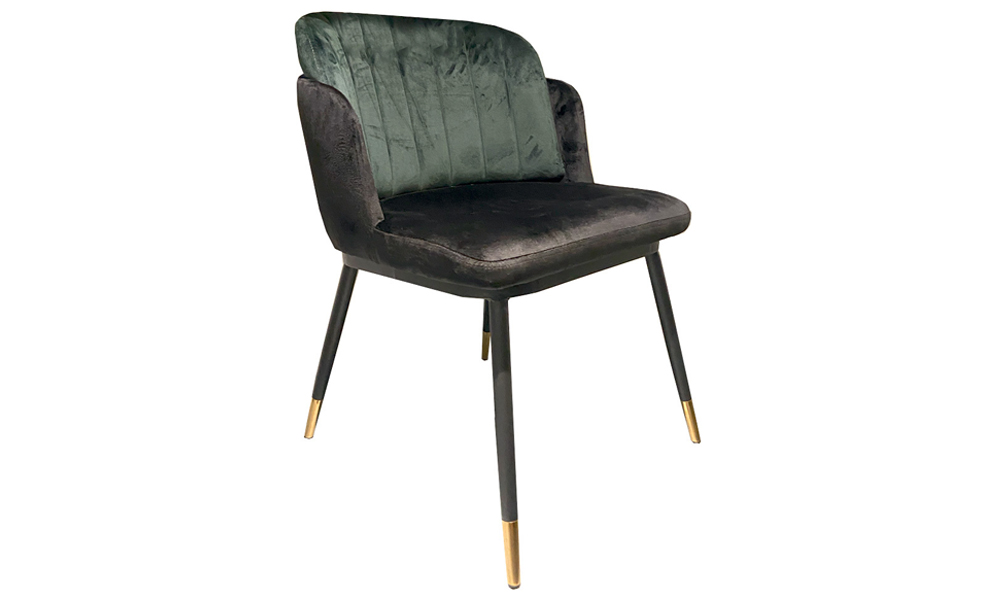 Tekkashop SIDC567GR Velvet Finishing Elegant Luxury Modern Style Fabric Cushion Dining Chair in Green and Black