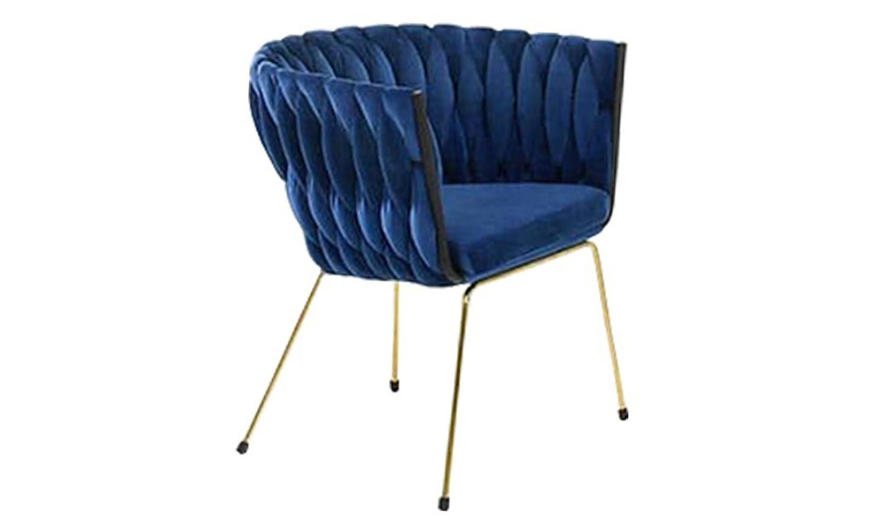 Tekkashop FDDC1575DB Modern Curve Shell-Shaped Cushion Seat Dining Armchair in Dark Blue