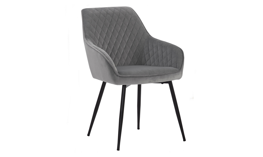 Tekkashop FDDC1100LGY Contemporary Style Velvet Fabric with Gold Metal Legs Dining Chair in Light Grey