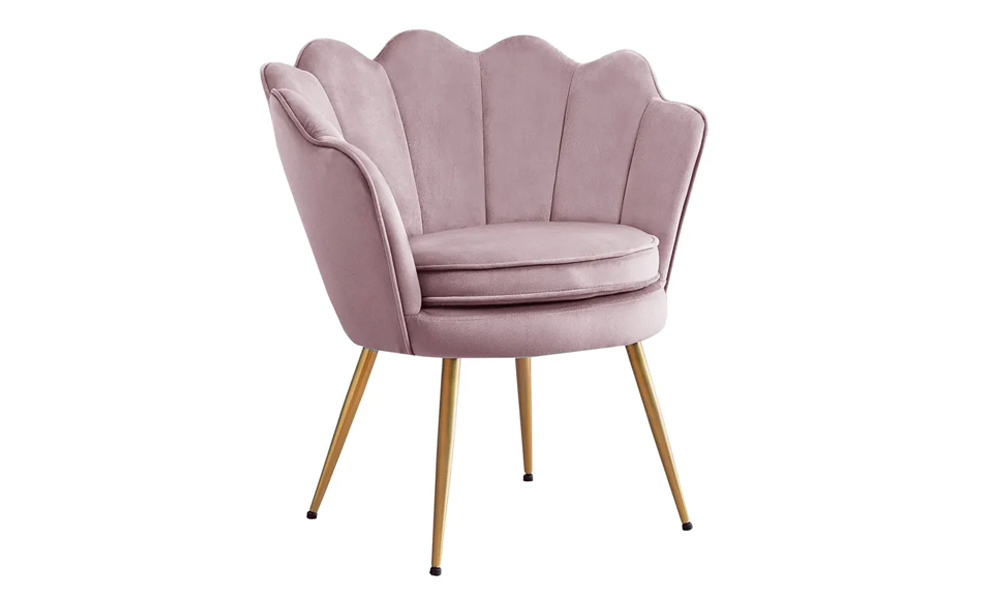 Tekkashop FDLC1250P Modern Style Soft Velvet Fabric Seat and Metal Chrome Leg 1-Seater Lounge Chair in Pink