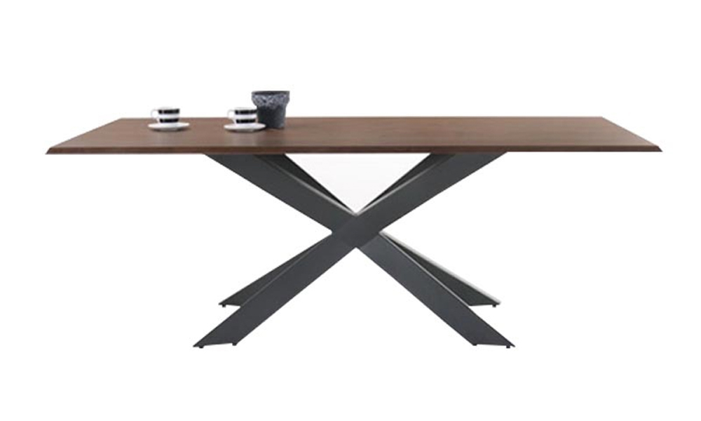 Tekkashop FDDT4950BR Industrial Style Rectangle Solid Rubberwood Dining Table in Brown