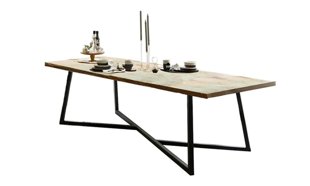 Tekkashop LBDT0832BR Industrial Style Home Solid Wood Dining Table