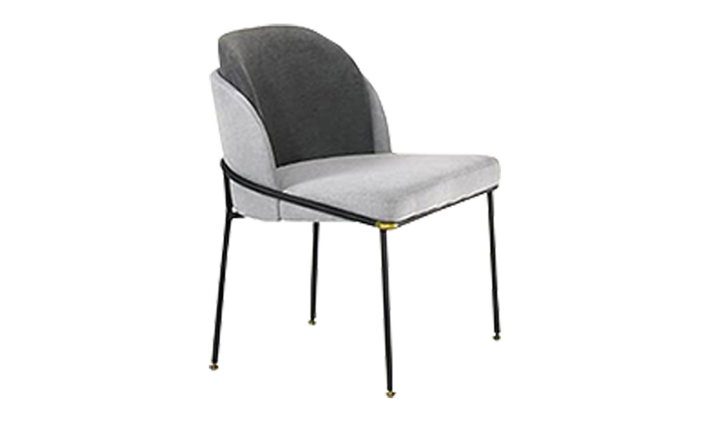 Tekkashop FDDC1200BL Modern Minimalist Style Curve Shaped Cushion Seat Dining Chair With Slim Metal Leg