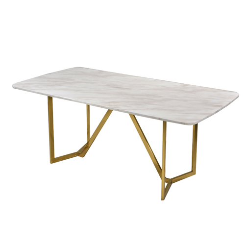 White Marble Gold Leg Frames Dining Table