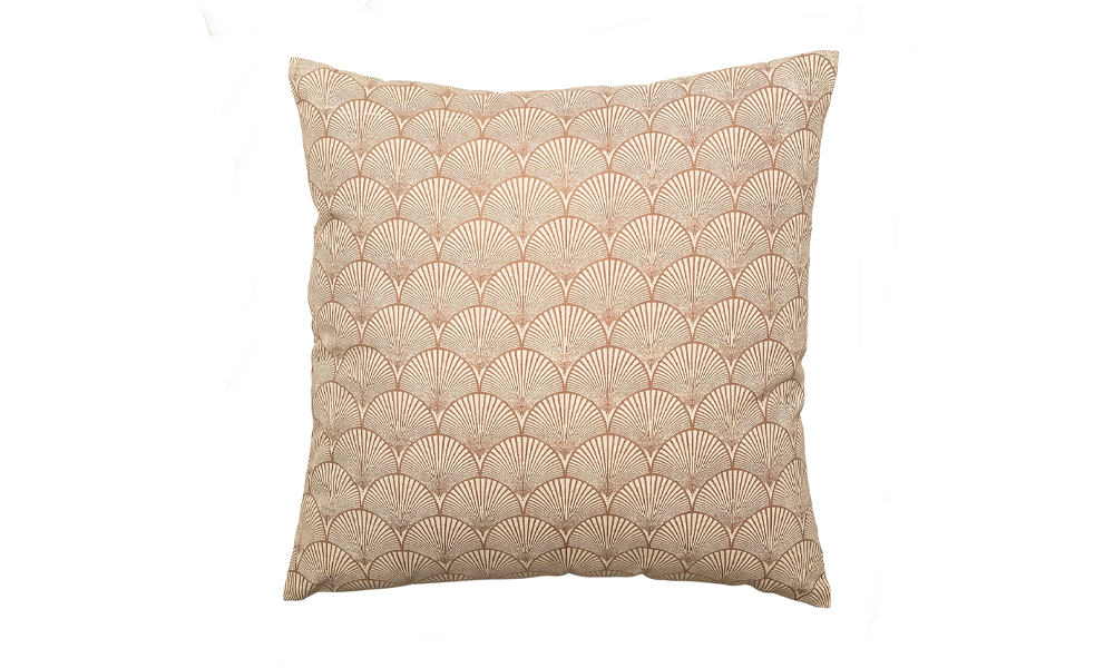 Transitional Style Fabric Square Cushion Sofa Pillow in Light Brown