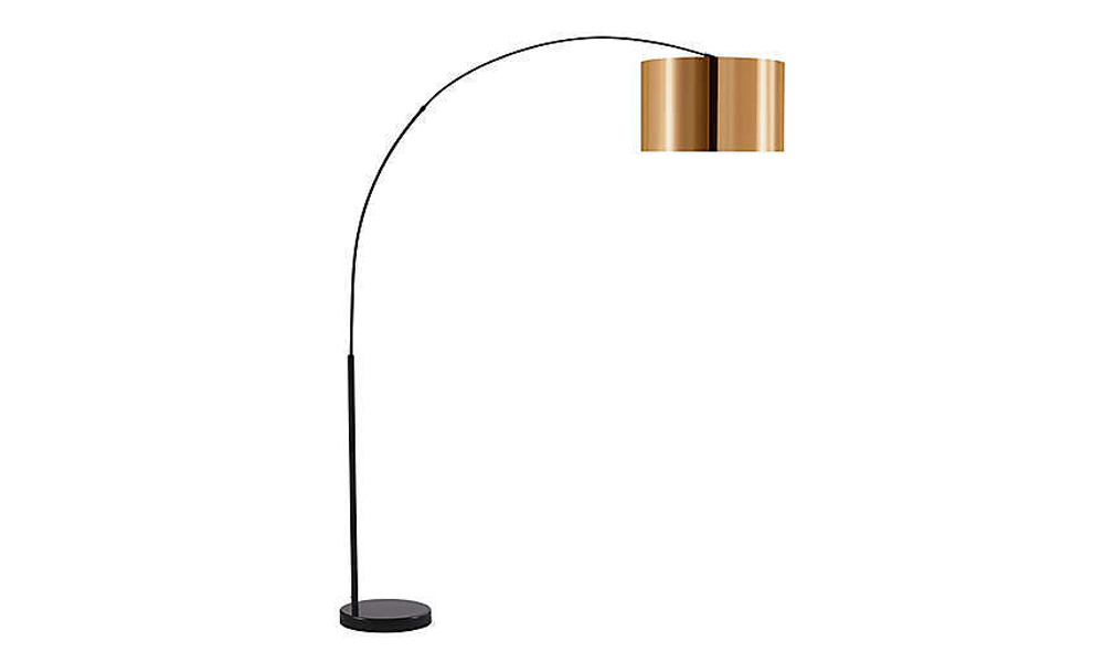 Modern Style Gold Chrome Standing Floor Lamp with Black Marble Base