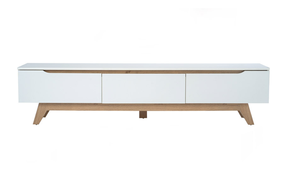 Scandinavian Style TV Cabinet in White and Brown Color