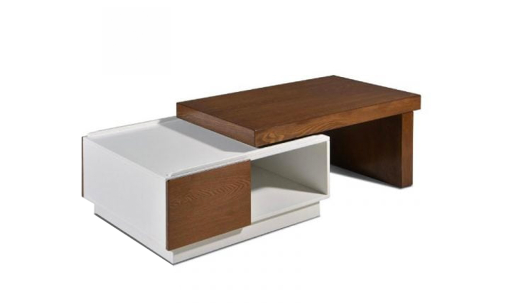 Modern Rectangle Coffee Table in Walnut Brown and White Color