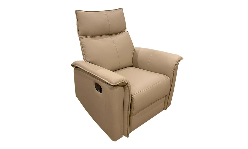 Plush Style Single-seater Premium Leather Recliner Sofa in Brown Color