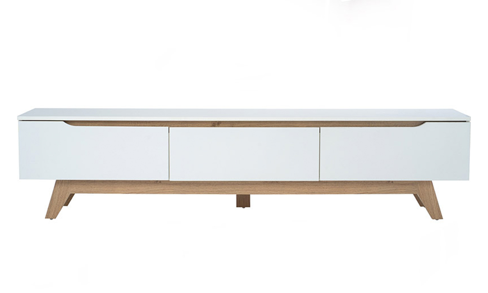 Scandinavian Style TV Cabinet with Laminated Board Frame and Legs in White