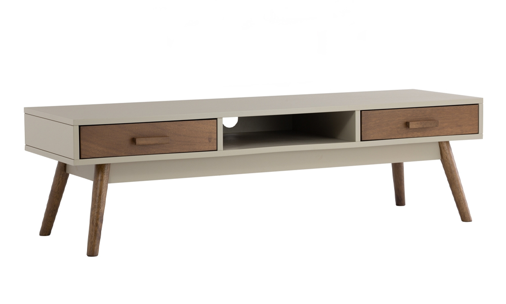 Scandinavian Style Tv Cabinet with Slider Drawers and MDF Veneer in Cocoa