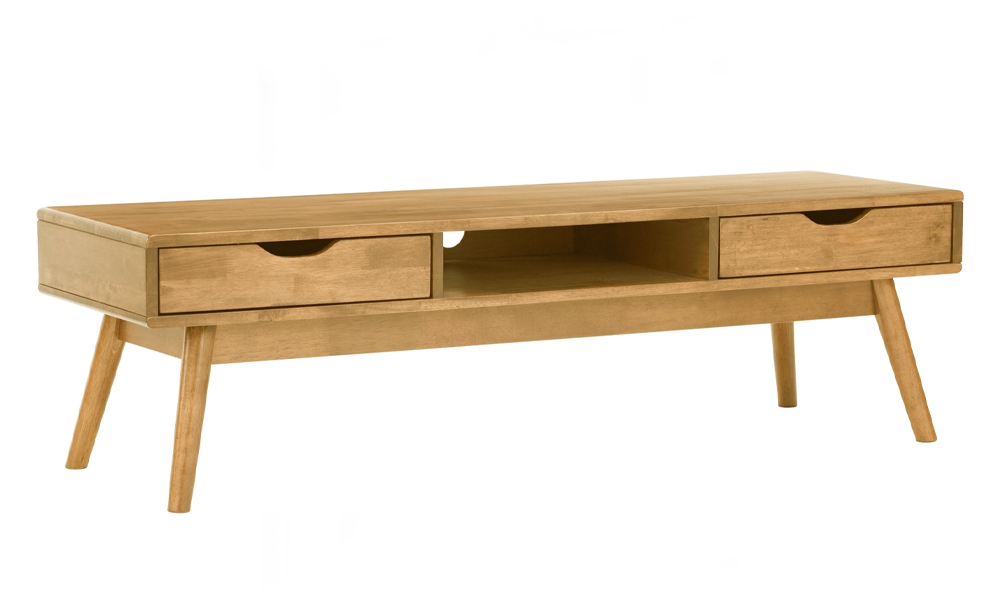Retro Style TV Cabinet With Sliding Drawer Mechanism Malaysian Oak Frame And Legs