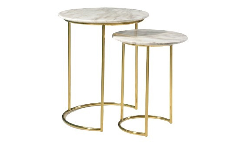 White Marble with Titanium Gold Frame Nesting Side Table