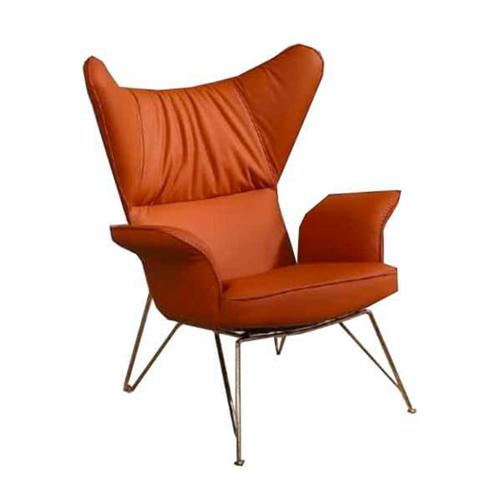 Modern Design Single Seater Lounge Chair with PU Leather in Orange